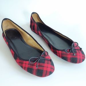 Talbots Plaid Tartan Ballet Flats Red & Black